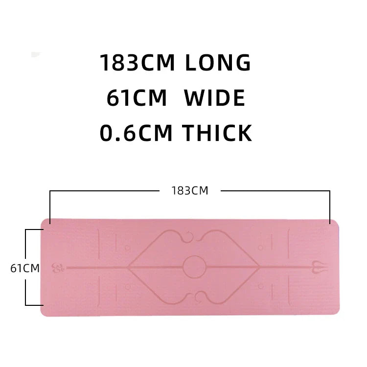 TPE Yoga Mat with Posture Lines & Strap